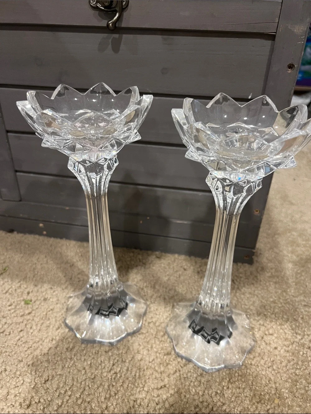 Mikasa Royal Ctown Crystal Candlestick Holders - Pair
